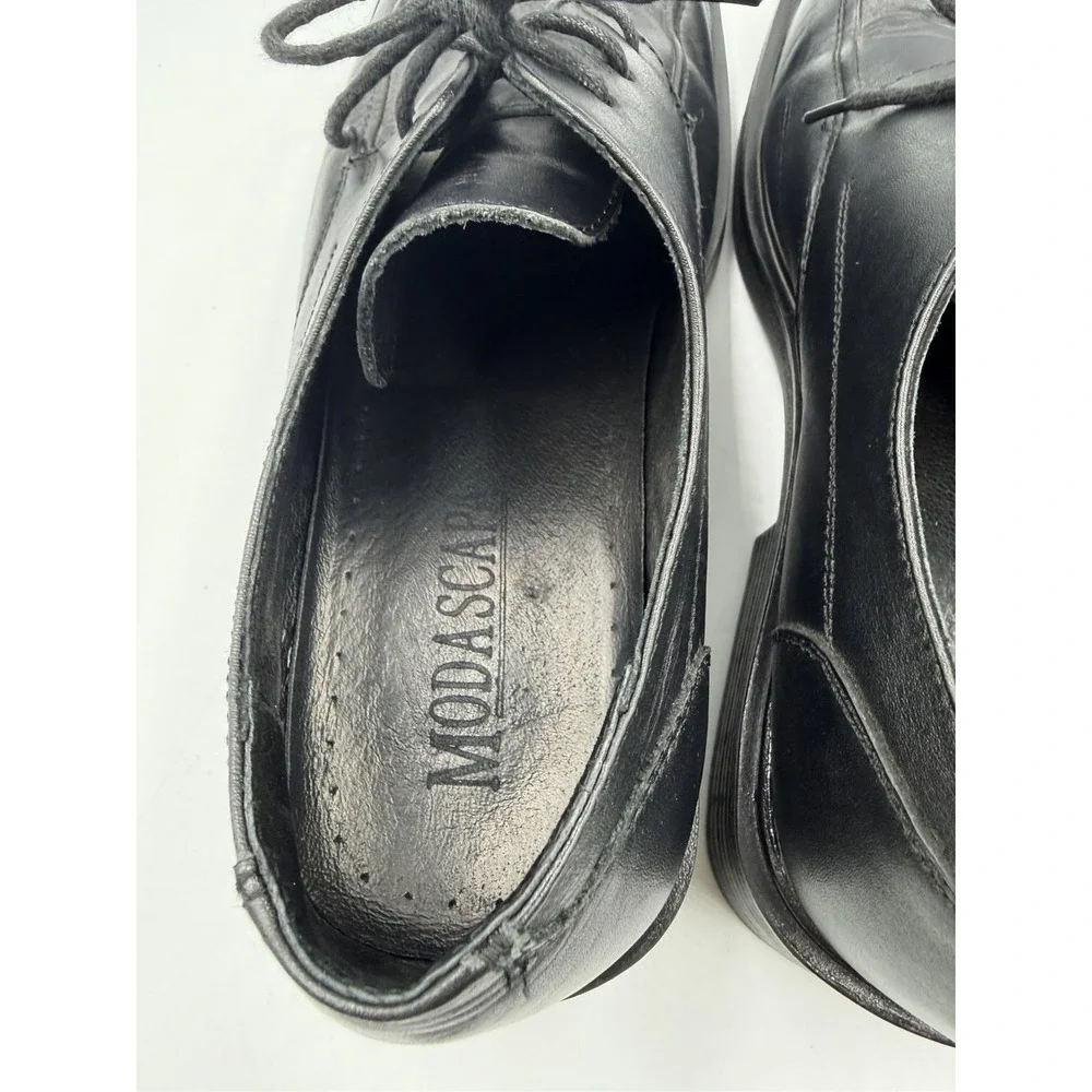 Modascapa Men's Black Leather Square Toe Lace Up Dress Shoes Sz 10 Oxford Derby